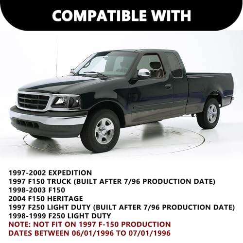 Aosky Halogen Headlights Assembly for 1997-03 Ford F150 Expedition - color: Black / Clear, style: w/o Bulbs