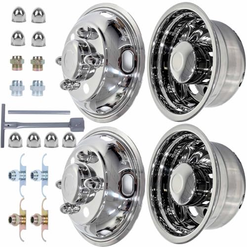 hightall 17.5 Wheel Simulators, 17.5" 6 Lug 6Vent Holes Stainless Steel Hubcaps,Polished Surface,Bolts On Wheel Cover Set Compatible with Isuzu NQR 1994-2025 - size: 17.5” For ISUZU NQR FSR NPR