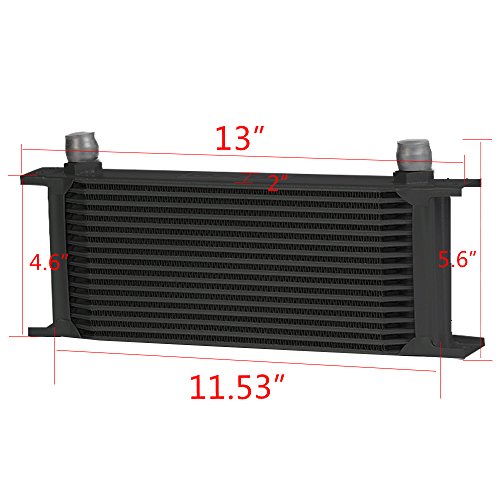 GRAND ORANGE Engine Oil Cooler 16 Row An10 Male Sandwich Plate Adapter US - size: 30 Row 10 AN | Black