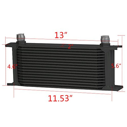 GRAND ORANGE Engine Oil Cooler 16 Row An10 Male Sandwich Plate Adapter US - size: 30 Row 10 AN | Black