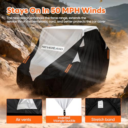 Neverland UTV Cover Waterproof 300D Heavy Duty 2-3 Seater/4-6 Seater 4 Door Side by Side Covers All Weather Protection Compatible with Polaris RZR Can-Am Maverick Defender Kawasaki - size: M: 126"Lx 65"Wx 73"H (Single row seat)