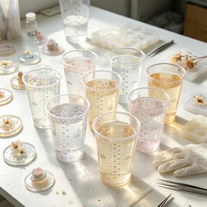 Resin Mixing Cups 20 Count 8oz Precision Measuring Set with Dual Scales & Protective Gloves – Heavy-Duty & Crystal Clear Disposable Cups for Epoxy, Paints, Pigments & More (8OZ) - size: 8OZ