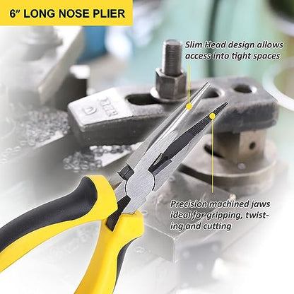 TOPLINE 5-Piece Pliers Set, Pliers Tool Set Included 8" Groove Joint, 7" Linesman, 6" Long Nose, 6" Slip Joint, 6" Diagonalfor Basic Home Maintenance
