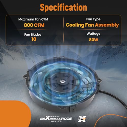 maXpeedingrods 7" inch Universal Electric Radiator Cooling Fan 12V 80W - size: 7 inch