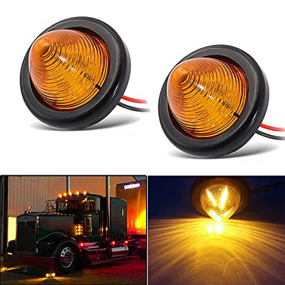 2Pcs 2in Amber Beehive Cone Light Round Side Marker Light Rear Tracking Light Clearance Light Waterproof 7 Diodes Sealed Peterbilt Bullet Marker lights for Truck Trailer Van Pickup Bus RV SUV - color: Yellow