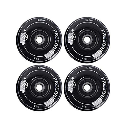 FREEDARE Skateboard Wheels 52mm and Bearings, Spacers Installed 92A for Street Tricks(Pack of 4) - color: black