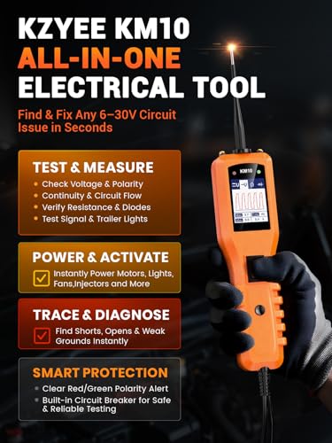 KZYEE KM10 Power Circuit Probe Tester with Live Waveform Display - color: Red-Orange