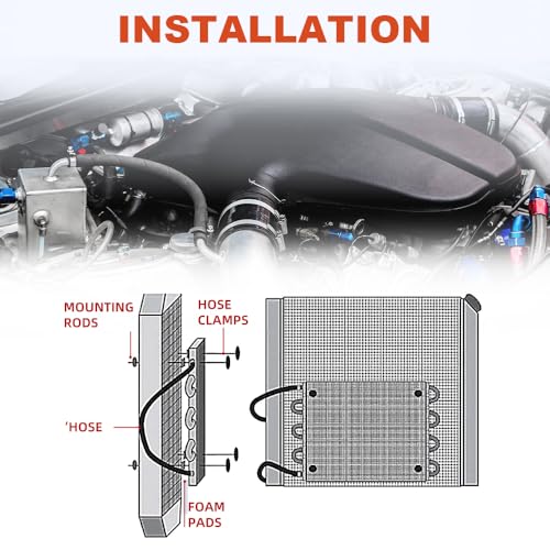 BARTOO Universal 5/16" Transmission Oil Cooler Kit, Aluminium alloy 4 Pass Tube and Fin Oil Cooler Kit(Black) - color: Black, size: 4 Pass