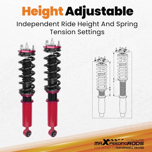 maXpeedingrods Coilovers for Lexus GS300 1998-2005, for Lexus GS430 2001-2005, 24 Levels Damper Adjustable Coilovers Suspension Kit, Height Adjustable Shock Absorber Struts, Lowering Kit, Red