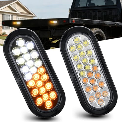 Nilight Strobe Lights 2PCS 6Inch Oval 24LED Amber White Warning - color: 2Pcs Amber White 24Led Strobe Lights