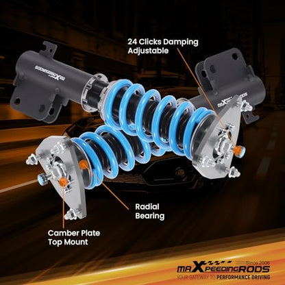 maXpeedingrods Coilover for Subaru Forester SJ 2014–2018, 24 Levels Damper Adjustable Coilovers Suspension Kit Strut, Height Adjustable T6 Upgraded Lowering Kits Blue - size: Forester 2014–2018