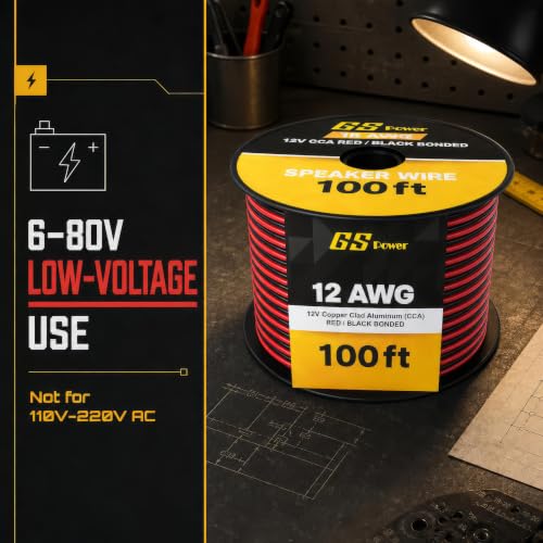GS Power 12 Gauge Wire Automotive - 200ft CCA Primary Bonded Wire - size: 12 Gauge-100 ft-Bonded