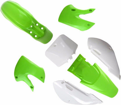 Fairing Kit Plastic Fender for Kawasaki KLX110 KX65 KLX 110 KX 65 Suzuki DRZ110 Chinese 110cc 125cc 140cc Pit Dirt Bike (Green+White) - color: Green+White