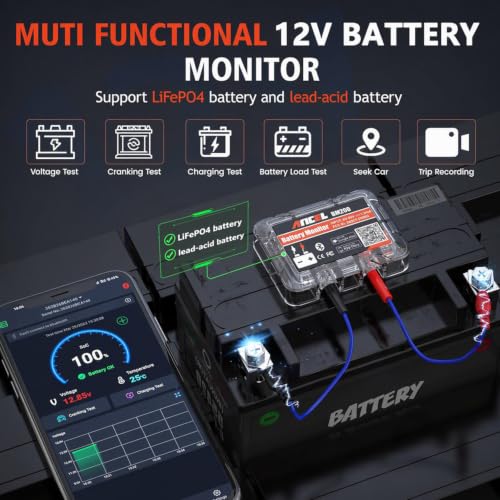 ANCEL BM200 Battery Monitor Bluetooth, 12V Automotive Car Battery Tester - color: Orange