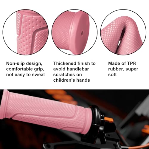 9-Color Kids Bike Handlebar Grips - Non-Slip TPR Bicycle Grips for Mini Bikes & Micro Scooters (22.2mm, 90mm) - color: Pink