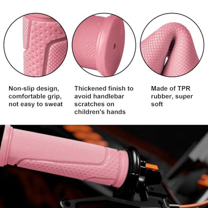 9-Color Kids Bike Handlebar Grips - Non-Slip TPR Bicycle Grips for Mini Bikes & Micro Scooters (22.2mm, 90mm) - color: Pink