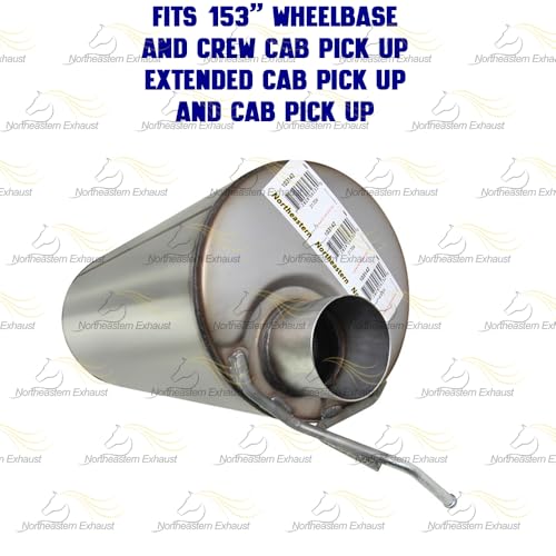 Exhaust Muffler Compatible with GMC Sierra 2500 HD Classic 2007 8.1L | Stainless Steel | Northeastern Exhaust | Includes Clamps and Hangers | Direct-Fit Replacement