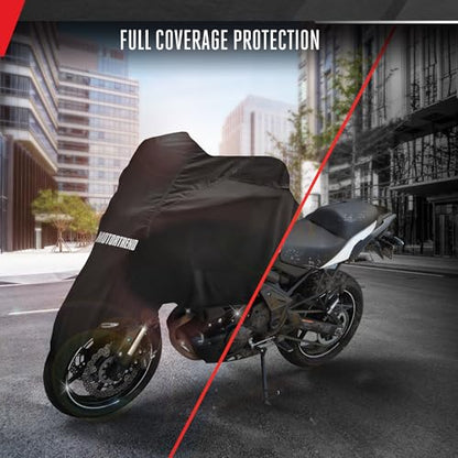 Motor Trend SportsFlex Universal Fit All-Weather Heavy Duty Motorcycle Cover, Waterproof All Seasons Indoor Outdoor Protection, Sport Bikes Cruisers Scooter Touring Off-Road 104"(L) x 41"(W) x 50"(H) - size: Extra Large: 104" x 41" x 50"