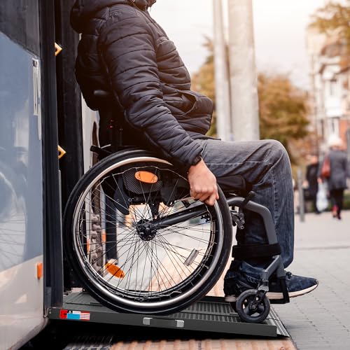 WHALEMOTOR Black Portable Wheelchair Ramp, 3FT No-sew Non-Slip Aluminum Wheelchair Ramp, Folding Portable Wheelchair Ramps for Home, Weight Capacity Up to 800 LBS, Loading Dock Plates - size: 3FT Using height 3-9"