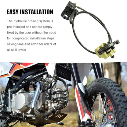 Front Hydraulic Disc Brake Master Cylinder Caliper Assembly with Brake Pads Replacement for Taotao DB10 DB14, Replacement for SSR125 SSR110, for 50cc 70cc 90cc 110cc 125cc Dirt Pit Bike ATV