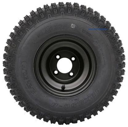 Knobby 18x9.5-8" Golf Cart/ATV Tires on 8" BLACK Steel Wheel-Set of 4