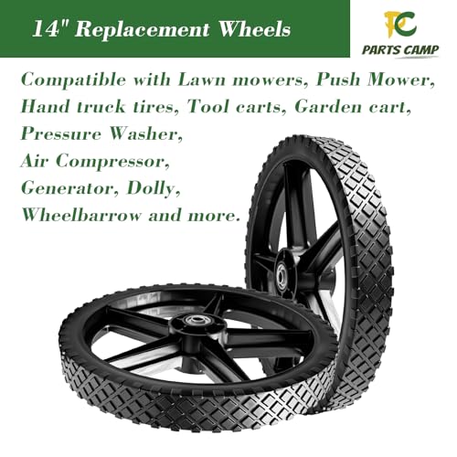 Parts Camp 14" Lawn Mower Wheels Kit, 14 x 1.75" Spoked Plastic Wheel - size: 14-inch