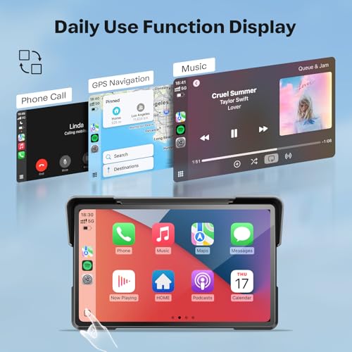WonVon 7 Inch Wireless Motorcycle Carplay GPS Navigation System with Apple Carplay and Android Auto Portable Screen with Dual Bluetooth, Navigation, Siri, Google Assistant with Magnetic Mount - size: 7 Inch+Magnetic Mount
