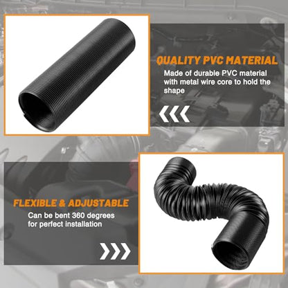 3 Inch Cold Air Intake Pipe: Universal Flexible Duct with Length from 10" to 40" for Customize Air Intake System Hose Tube - color: Black, size: 3"