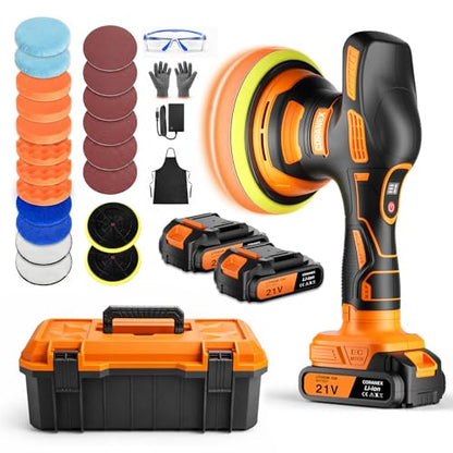 8-Speed Cordless Car Buffer Polisher Kit, 28 PCS Complete Kit