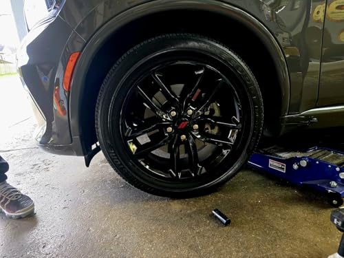 (Set of 4) 63mm=2.5 inches // Slash Wheel Center Cap Covers HubCap Emblem Badge Trim for Dodge Charger Challenger Durango Hornet Dart SRT Magnum Nitro Journey Caliber Avenger - color: red // on gloss black cap