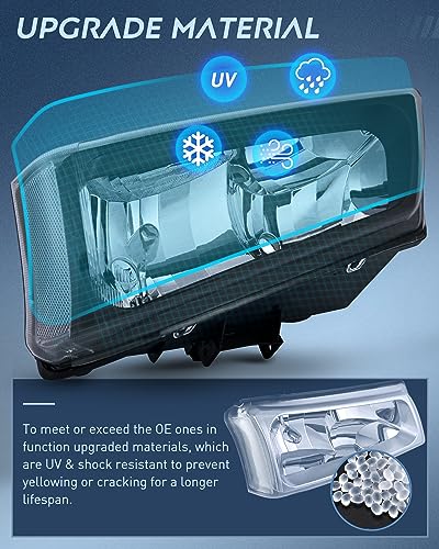Nilight Headlight Assembly for 2003 2004 2005 2006 Chevy Silverado Avalanche 1500 1500HD 2500 2500HD 3500 Chevrolet Pickup Replacement Headlamp Housing Bumper Lamp Set - color: Black Housing + Clear Reflector