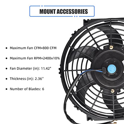 10 Inch Slim Fan Push Pull Electric Radiator Cooling Fan, Black - color: Black, size: 10'’