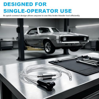 Brake Bleeder Hose Kit, One Way Check Valve Tube Bleeding Tool Kit with Clamps, Brake Fluid Hose Hydraulic Bleeding Tool for Car Motorcycle Clutch, Car Accessories