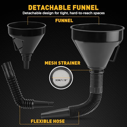 20-Piece No-Spill Coolant Funnel Kit, Cooling System Funnels Kits, Spill Proof Funnel Bleeder, Radiator Funnels Kit with Adapters, Extensions, Flexible Hose, Circular-Funnel, Towel for Automotive Use - color: New Version Orange