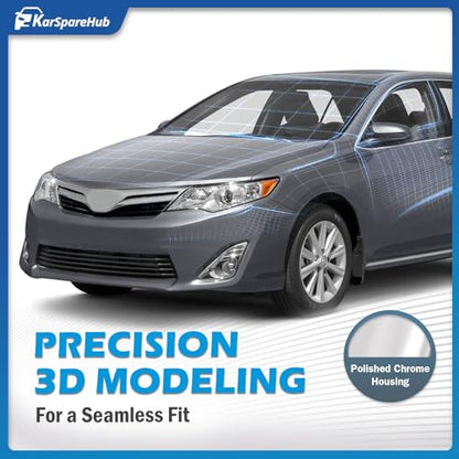 Headlights for 2012 2013 2014 Toyota Camry L/Se/Le/Xle/Hybrid - color: Clear Lens I Chrome Housing I Amber Reflector