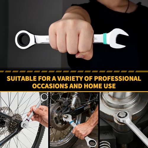 GRENPRO 23PC Ratcheting Combination Wrench Set SAE Metric Mechanic Tools - style: 23PCS Ratcheting Wrench Set Metric&SAE With Color Ring