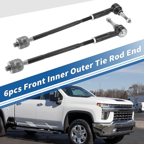 X AUTOHAUX 6pcs Front Inner Outer Tie Rod Ends Kit Suspension Steering Tie Rod End with Boot for Chevrolet Equinox for GMC Terrain Drag Link No.EV800648/ES800640