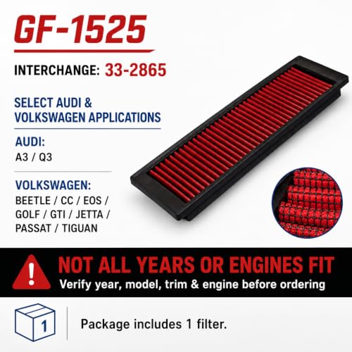 Rtunes Racing GF-1525 Dry Air Filter for Select Audi and Volkswagen