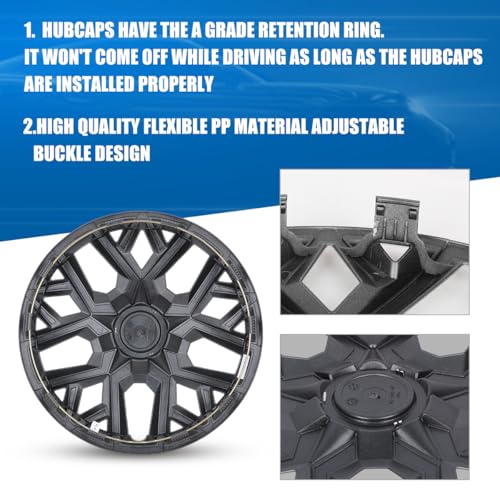 Winjet 14'' Premium Universal Hubcaps Set of 4 Steel Wheel Rims Cover,PP Material Wheel Cover Replacement R14 Hub Caps,Snap-On,Auto Tire Replacement Exterior Cap(14 Inch,Lacquer) - color: Lacquer(5181-B-14), size: 14 inch