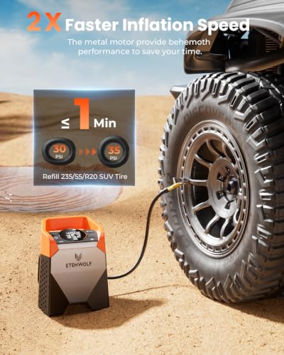 ETENWOLF Zephyr S5 Heavy-Duty Tire Inflator Portable Air Compressor
