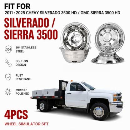 4X 17 Dually Wheel Simulators Fit for 11-25 Silverado 3500 / Sierra 3500 HD - size: 17"#1
