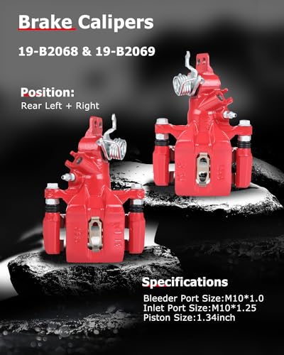 cciyu Rear Left & Right Disc Brake Calipers Assembly 19-B2069 19-B2068 - size: Rear[19-B2069+19-B2068]