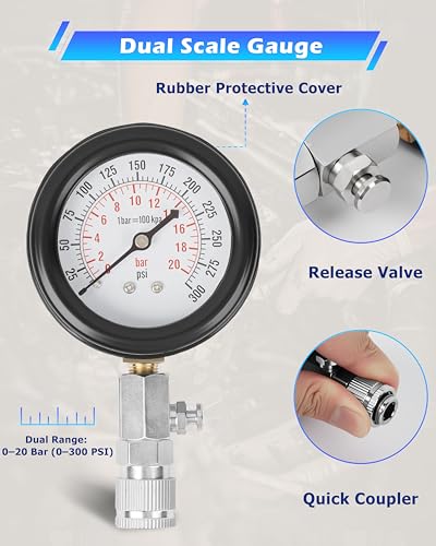 DAYUAN Professional Petrol Engine Compression Tester Kit Set, Blue Case - color: Blue