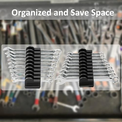 DEHOYI 24 pcs Modular Wrench Organizers for Tool Drawers - Wrench Rack with Metric&SAE Labels, Perfect Tool Storage Holder. Gift for father, brother and boyfriend (No-Magnet) - style: No-Magnet(24pcs Black)