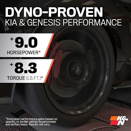 K&N Cold Air Intake System: High-Flow Air Filter, Increase Performance & Acceleration: Compatible with 2018-2025 Genesis/Kia G70, Stinger, 69-5318TS