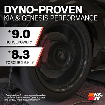 K&N Cold Air Intake System: High-Flow Air Filter, Increase Performance & Acceleration: Compatible with 2018-2025 Genesis/Kia G70, Stinger, 69-5318TS