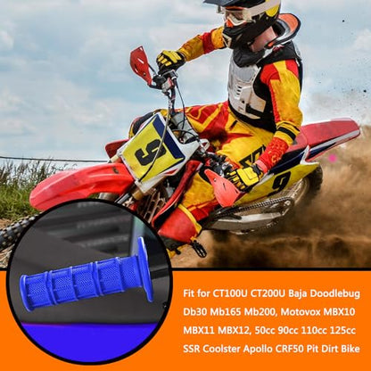 7/8" Handlebar Grips for 50cc-125cc CRF70 CRF80 TRX450 TTR90 TTR110 TTR125 PW80 RM80 DR650 KLX250 KLX300 KX65 SSR125 Pit Dirt Bike ATV Quad Motocross Motorcycles CT100U CT200U Mini Bike - color: Blue