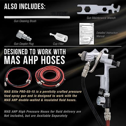 Master Elite PRO-55 HVLP Automotive Spray Paint Gun with 1.5mm Tip - size: 1.5mm
