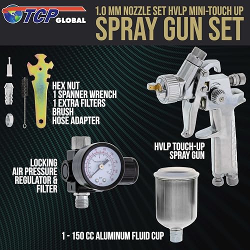 TCP Global Automotive HVLP Spray Gun - 1.0mm Fluid Tip Gravity Feed - size: 1.0mm