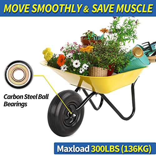 GICOOL 4.00-6 Flat Free Tire and Wheel, 13'' Solid Wheelbarrow Tire, 1 PK